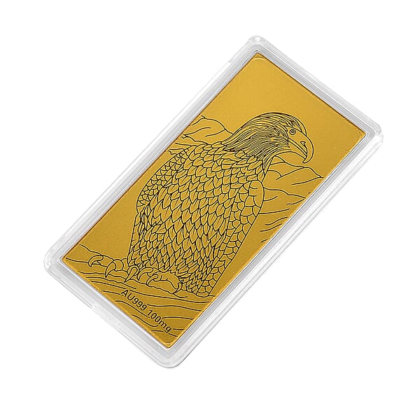 24K Gold Bald Eagle Emboss Sheet 55x30mm 100mg