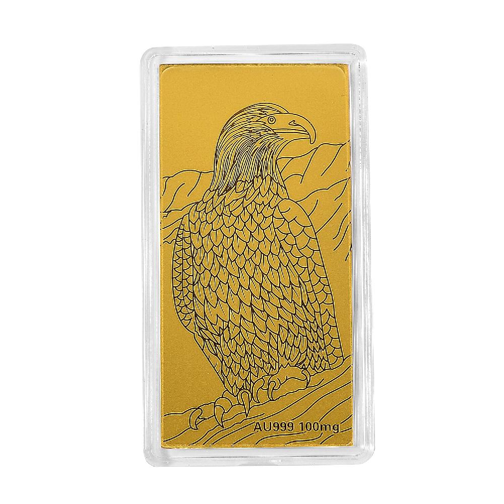 24K Gold Bald Eagle Emboss Sheet 55x30mm 100mg