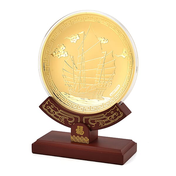 24K Gold Journey Of Success And Prosperity Embossed Medallion-Style Ornament – 160mm (50mg)