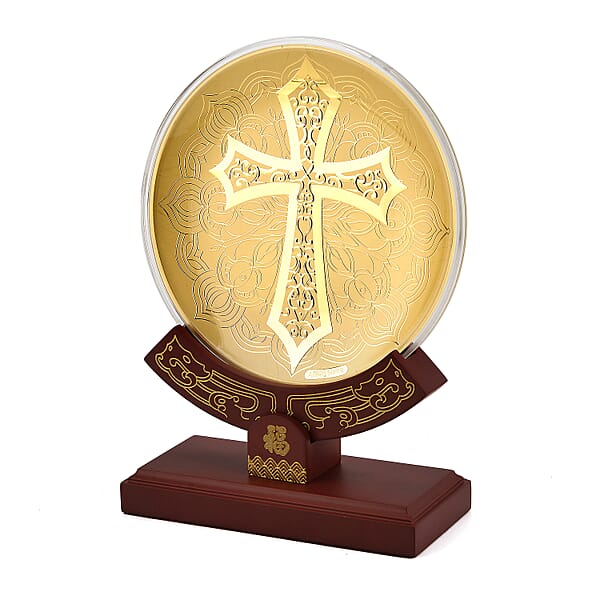 24K Gold Line Of Faith Embossed Medallion-Style Ornament – 160mm (50mg)