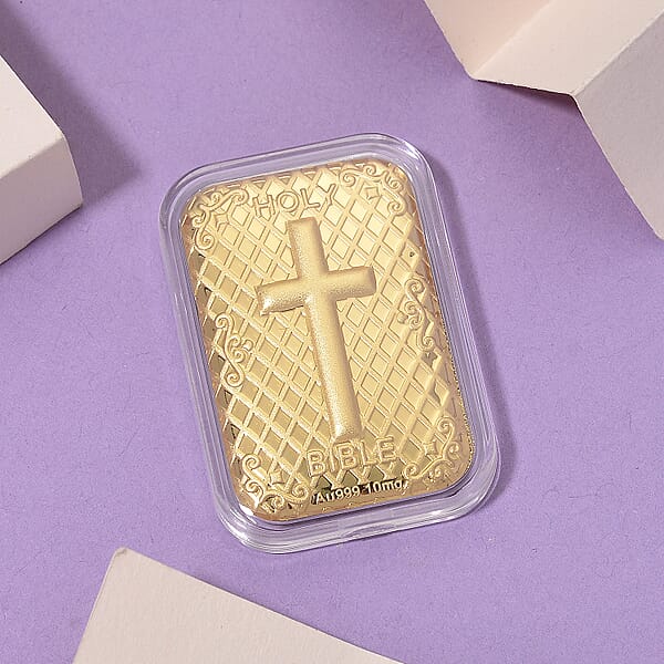 24K Golden Bible Cross Emboss Sheet 31x45.5mm 10mg