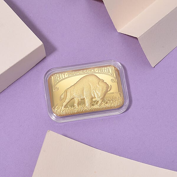 24K Golden Bison Tribute Emboss Sheet 31x45.5mm 10mg