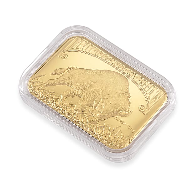 24K Golden Bison Tribute Emboss Sheet 31x45.5mm 10mg