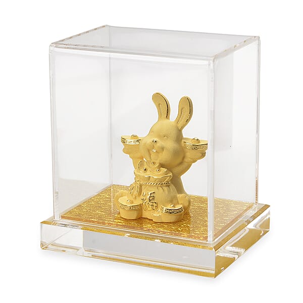 24K Golden Blessings Fu Rabbit Collectible Ornament 10mg
