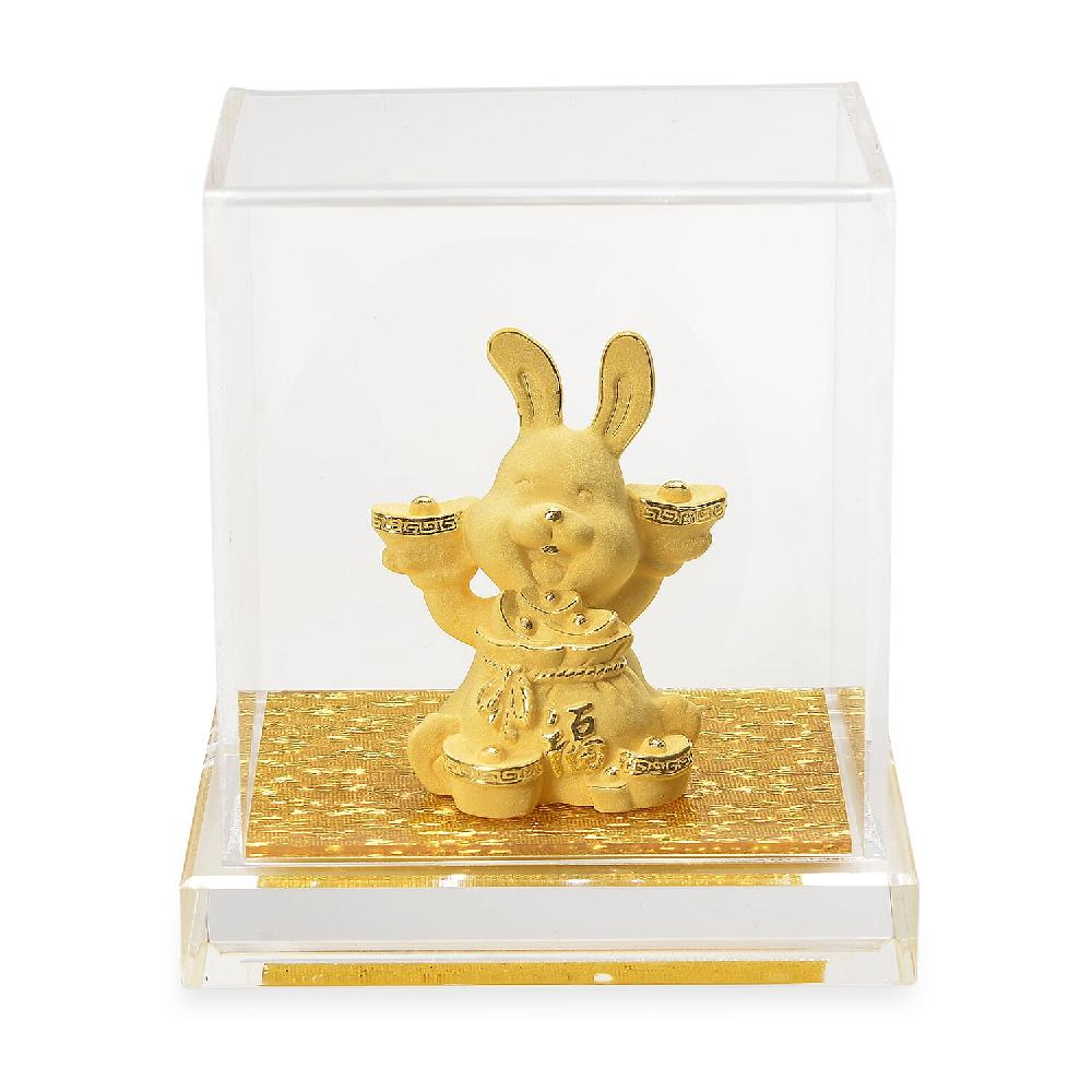 24K Golden Blessings Fu Rabbit Collectible Ornament 10mg