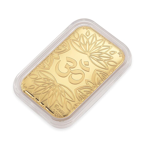 24K Golden Chakras Om Luminous Lotus Emboss Sheet 10mg (31x45.5mm)
