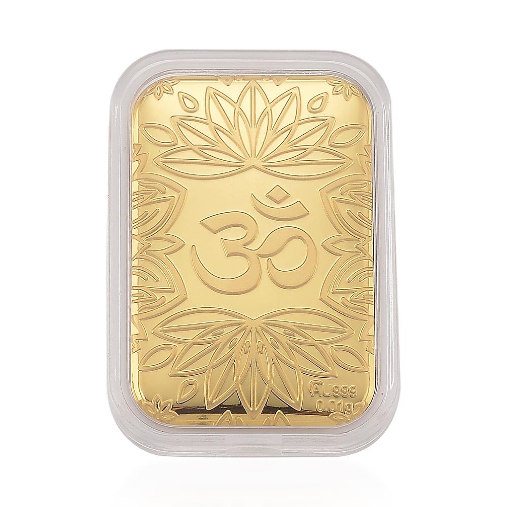 24K Golden Chakras Om Luminous Lotus Emboss Sheet 10mg (31x45.5mm)