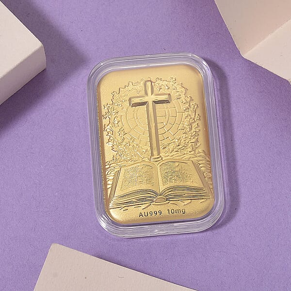 24K Golden Faith Line Bible And Cross Embossed Sheet 10mg