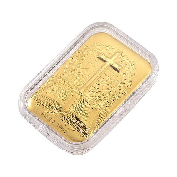 24K Golden Faith Line Bible And Cross Embossed Sheet 10mg