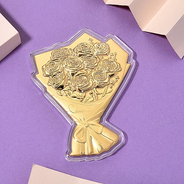 24K Golden Forever Rose Bouquet Emboss Sheet With Book Packaging 10mg