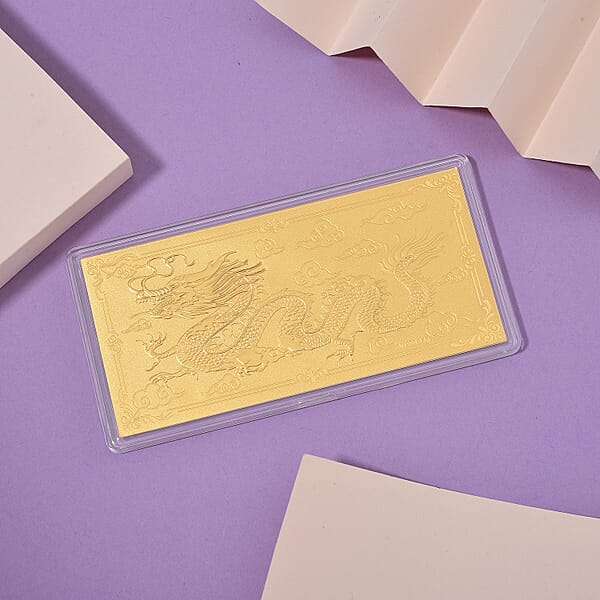 24K Golden Fortune Dragon Emboss Sheet 103mmx49mm (1 G)