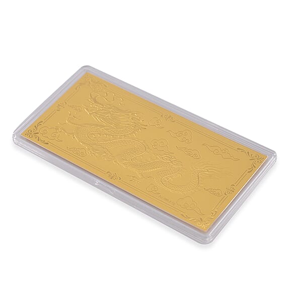 24K Golden Fortune Dragon Emboss Sheet 103mmx49mm (1 G)