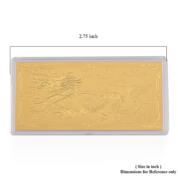 24K Golden Fortune Dragon Emboss Sheet 103mmx49mm (1 G)