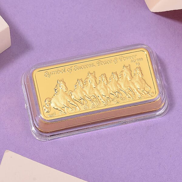 24K Golden Fortune Seven Horse Emboss Sheet 40x20mm (1g)
