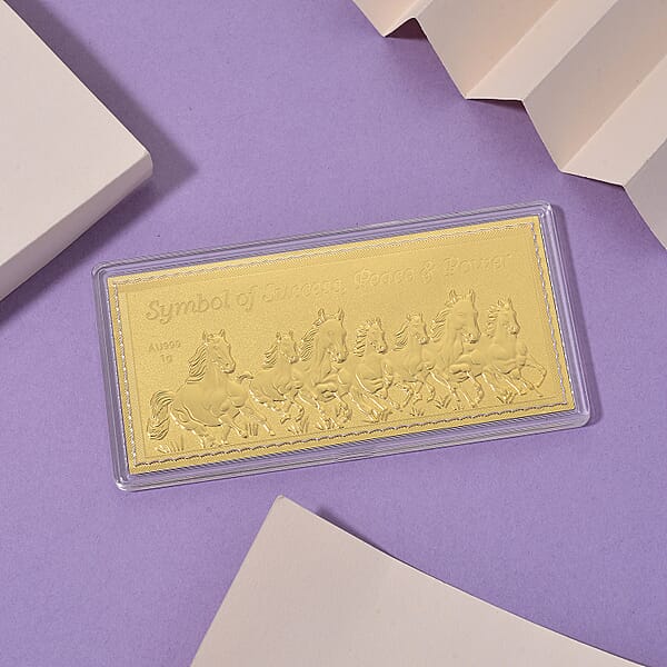 24K Golden Fortune Seven Horses Emboss Sheet 103x49mm (1 G)