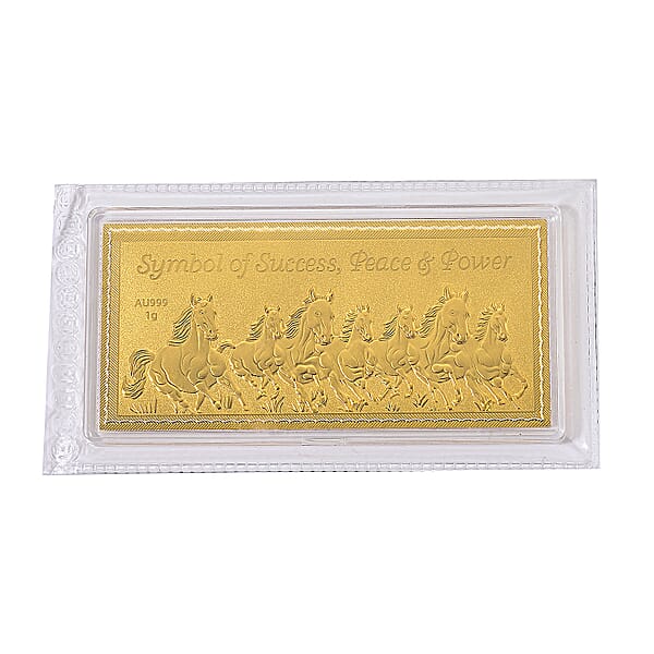 24K Golden Fortune Seven Horses Emboss Sheet 103x49mm (1 G)
