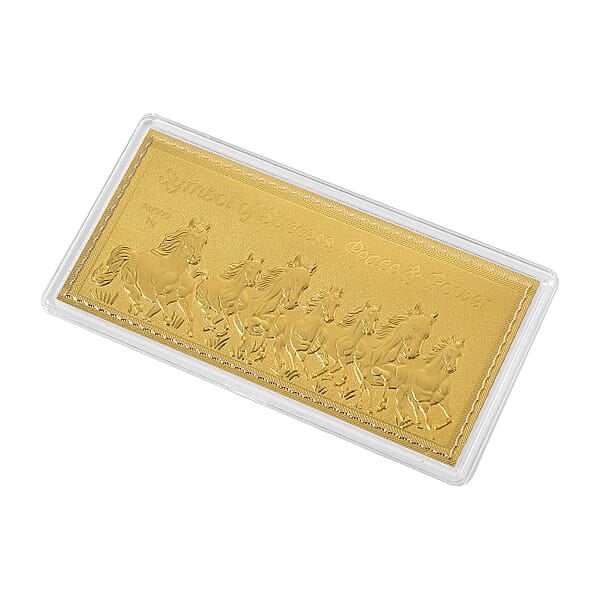 24K Golden Fortune Seven Horses Emboss Sheet 103x49mm (1 G)