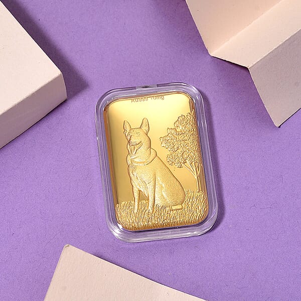 24K Golden Guardian German Shepherd Emboss Sheet 31x45.5mm 10mg