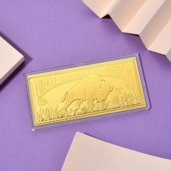 24K Golden Pride Of American Buffalo Embossed Sheet (103mmx49mm) 1g