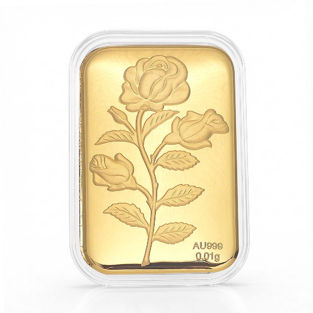 24K Golden Rose Flower Emboss Sheet 31x45.5mm 10mg (Del. in 10-12 Days)