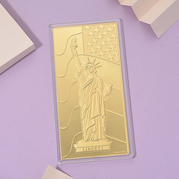 24K Golden Statue Of Liberty Emboss Sheet (15.5x7.5cm) 100mg