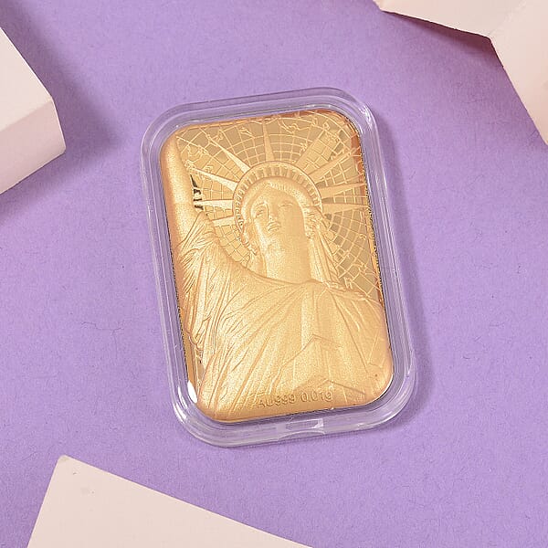 24K Golden Statue Of Liberty Emboss Sheet 31x45.5mm 10mg