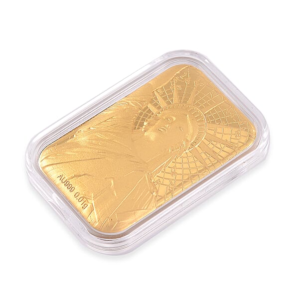 24K Golden Statue Of Liberty Emboss Sheet 31x45.5mm 10mg