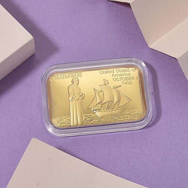 24K Golden Traveling By Legend Columbus Emboss Sheet (31x45.5mm) 10mg
