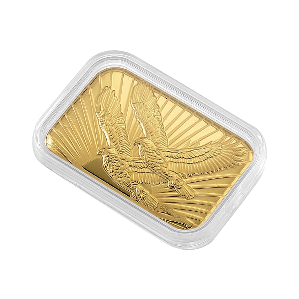 24K Golden Twin Eagles Blessings Emboss Sheet 31x45.5mm 10mg