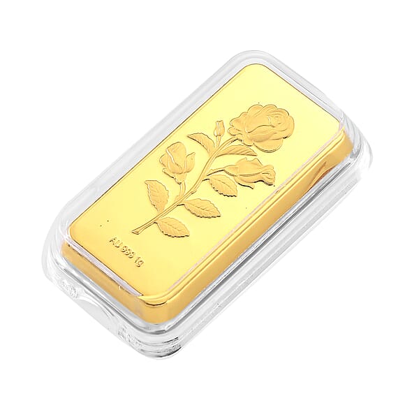 24K Yellow Gold 3D Brick Rose Emboss Sheet 45.3X25X10mm 1g