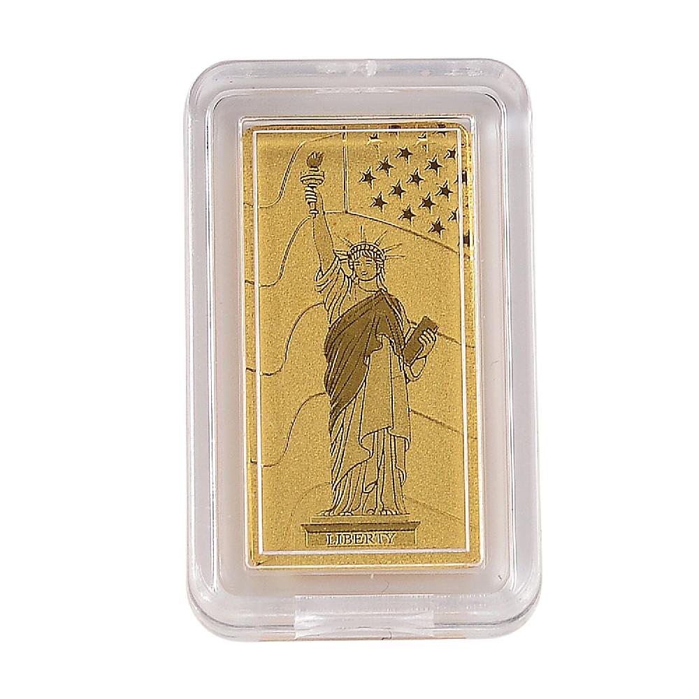 24K Yellow Gold 3D Statue of Liberty Emboss Bar (10x20x0.23mm) 1gram