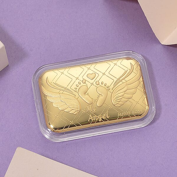 24K Yellow Gold Baby Foot With Angel Wings Embossed Sheet 10mg (Del. In 10-12 Days)