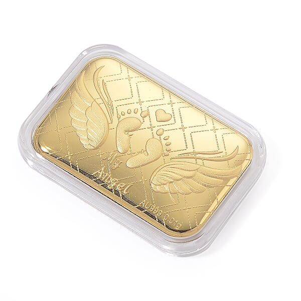 24K Yellow Gold Baby Foot With Angel Wings Embossed Sheet 10mg (Del. In 10-12 Days)