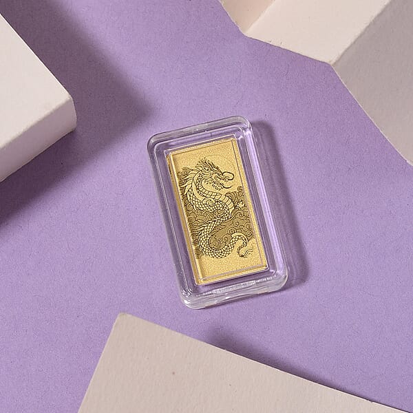 24K Yellow Gold Dragon Emboss Bar (10x20x0.23mm) 1gram