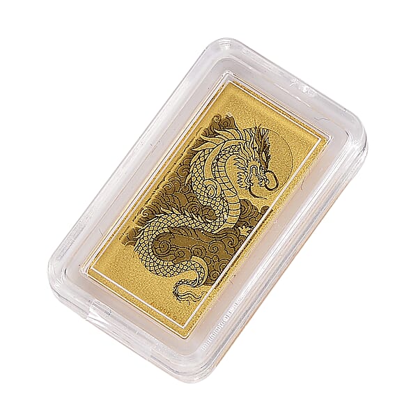 24K Yellow Gold Dragon Emboss Bar (10x20x0.23mm) 1gram