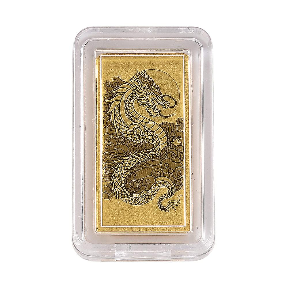24K Yellow Gold Dragon Emboss Bar (10x20x0.23mm) 1gram