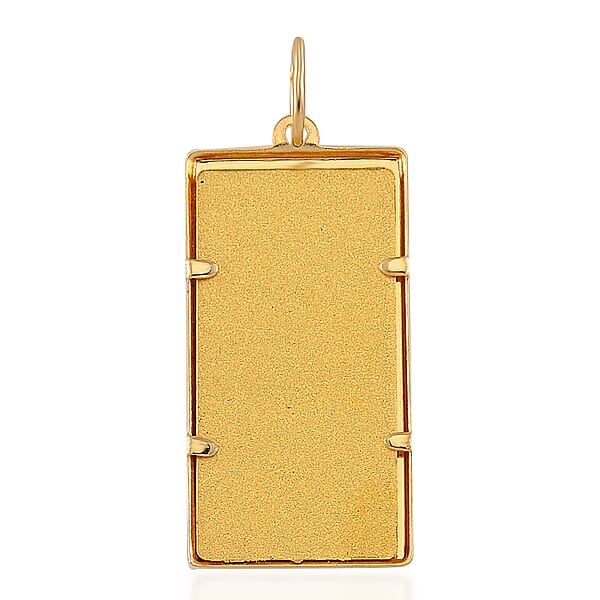 24K Yellow Gold Ingot 21x10.67x0.8MM Pendant Without Chain Bar (1g) In 14K Gold Frame (0.45g) (Total 1.4gm)