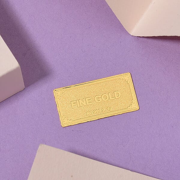 24K Yellow Gold Ingot Bar 10x20x0.23 Mm 1 Grams