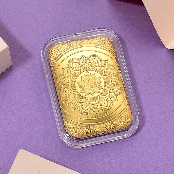 24K Yellow Gold Lotus Mandala Art Embossed Sheet 10mg (Del. In 10-12 Days)