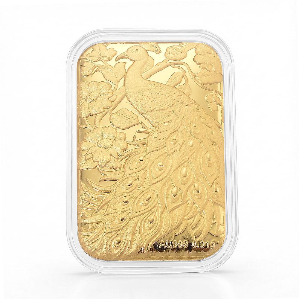 24K Yellow Gold Peacock Embossed Sheet 10mg