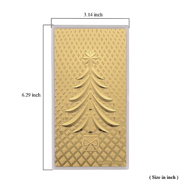 24K Yellow Golden Christmas Tree Emboss Sheet 15.5x7.5cm 100mg