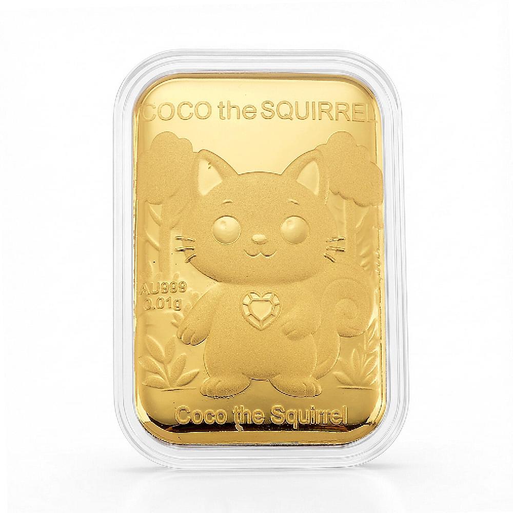 24K Yellow Golden Coco The Squirrel Emboss Sheet 10mg