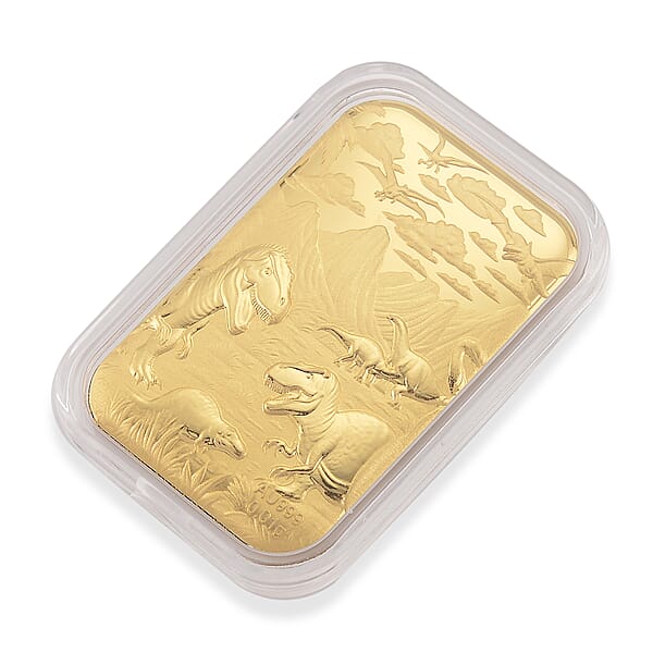 24K Yellow Golden Jurassic Age Of Dinosaurs Emboss Sheet 10mg