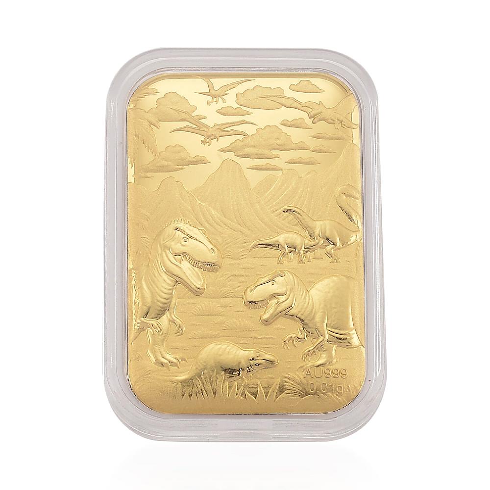 24K Yellow Golden Jurassic Age of Dinosaurs Emboss Sheet 10mg