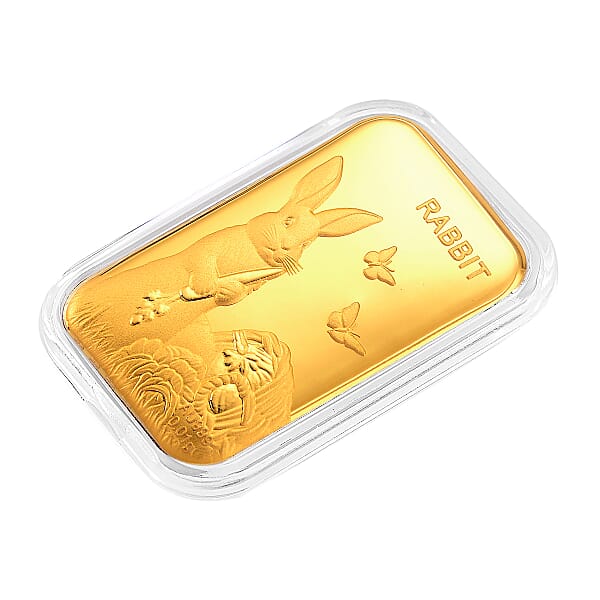 24K Yellow Golden Lunar Rabbit Emboss Sheet 10mg