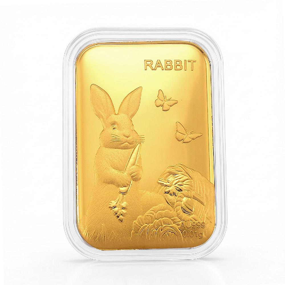24K Yellow Golden Lunar Rabbit Emboss Sheet 10mg