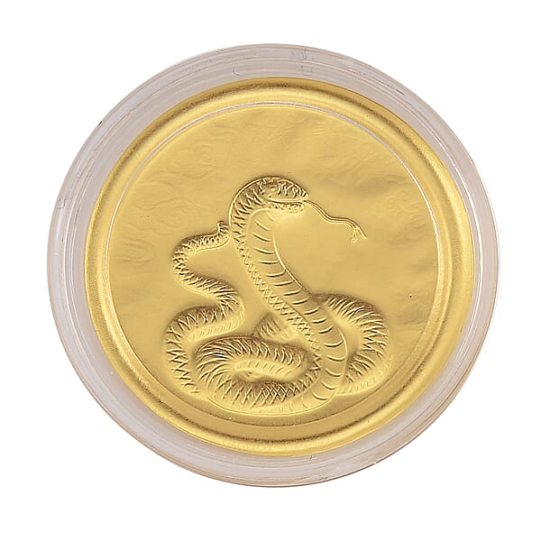 24K Yellow Golden Serpent Spirit Zodiac Coin Bar With Rainbow Line 100mg