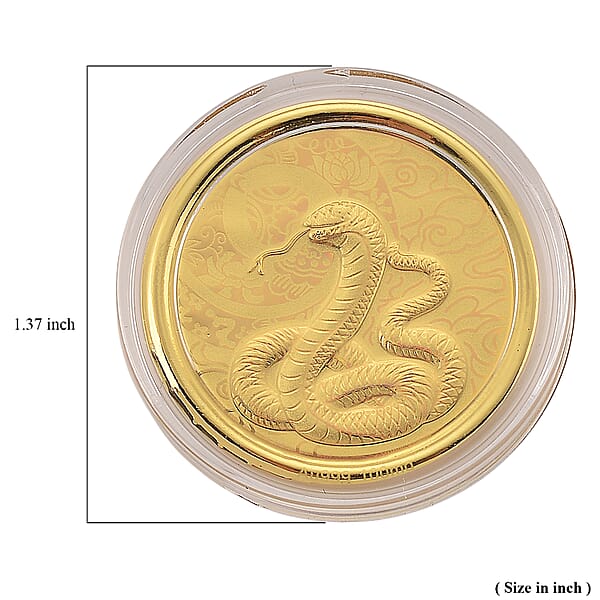 24K Yellow Golden Serpent Spirit Zodiac Coin Bar With Rainbow Line 100mg