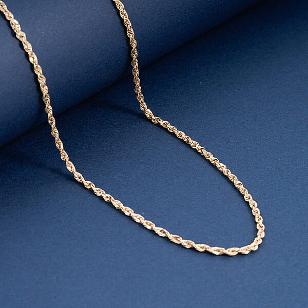 2mm Rope Chain Necklace In 14K Yellow Gold 2.70 Grams 24 Inches
