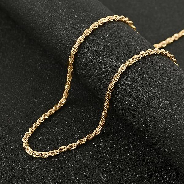 3.05mm Hollow Laser Rope Necklace In 14K Yellow Gold 5.10 Grams 22 Inches